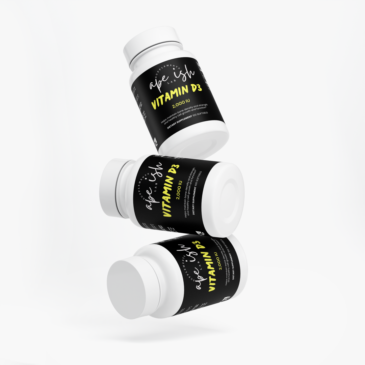 Apeish LAB Vitamin D3 2,000 IU – Bone, Immune & Muscle Support – Daily Wellness Supplement – 100 Softgels