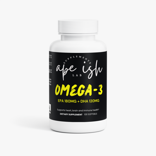 Apeish LAB Omega-3 Fish Oil – EPA 180 mg / DHA 120 mg – Heart, Brain & Wellness Support – 100 Softgels