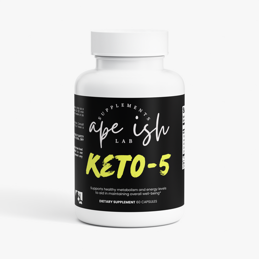 Apeish LAB Keto-5 – Ketosis & Fat Metabolism Support – Raspberry Ketone, Green Tea & Garcinia – 60 Capsules