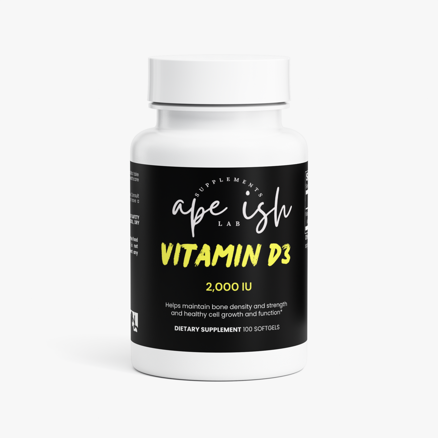 Apeish LAB Vitamin D3 2,000 IU – Bone, Immune & Muscle Support – Daily Wellness Supplement – 100 Softgels