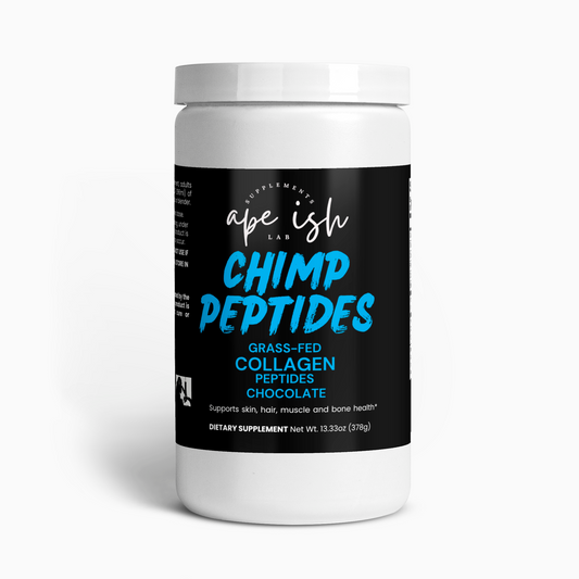 Apeish LAB Chimp Peptides Grass-Fed Collagen Powder – Chocolate Flavor – Collagen Types I & III for Skin, Joints & Daily Wellness – 378g