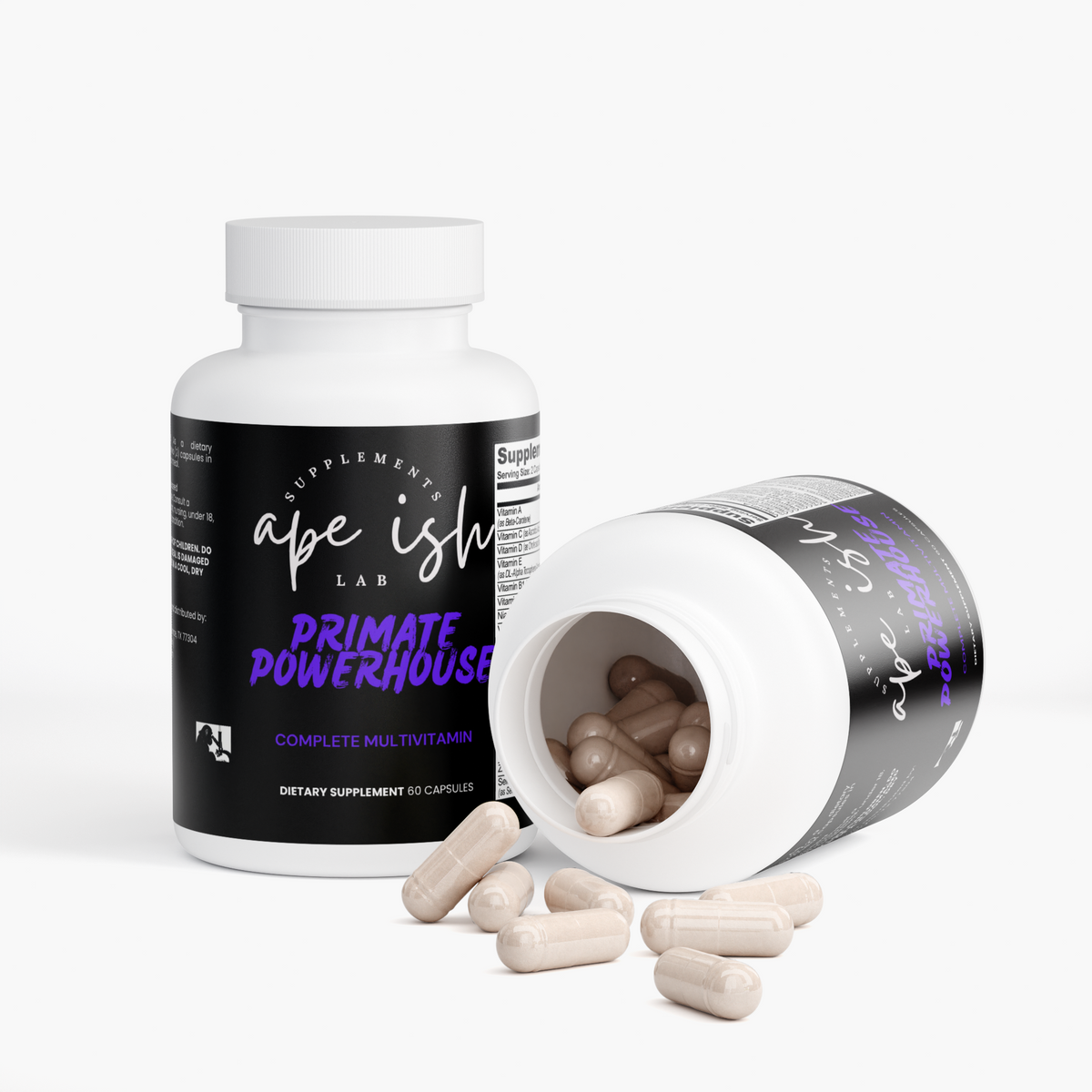 Apeish LAB Primate Powerhouse Multivitamin – Daily Complete Vitamin & Mineral Support – Immune, Energy & Antioxidant Formula – 60 Capsules