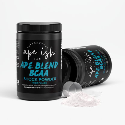 Apeish LAB Ape Blend BCAA Shock – 2:1:1 Amino Acids + Glutamine for Muscle Recovery & Performance – Fruit Punch Flavor – 292g