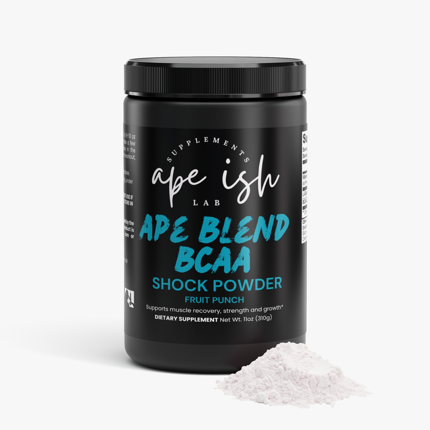 Apeish LAB Ape Blend BCAA Shock – 2:1:1 Amino Acids + Glutamine for Muscle Recovery & Performance – Fruit Punch Flavor – 292g