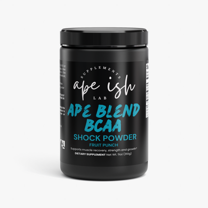 Apeish LAB Ape Blend BCAA Shock – 2:1:1 Amino Acids + Glutamine for Muscle Recovery & Performance – Fruit Punch Flavor – 292g