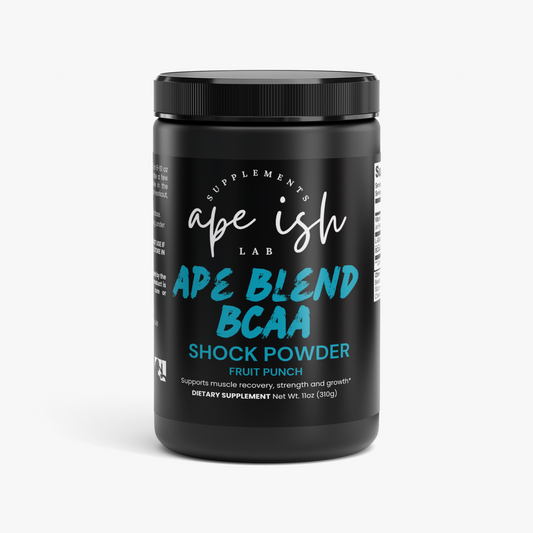 Apeish LAB Ape Blend BCAA Shock – 2:1:1 Amino Acids + Glutamine for Muscle Recovery & Performance – Fruit Punch Flavor – 292g