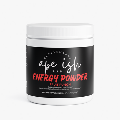 Apeish LAB Energy Powder – Energy, Focus & Endurance Support – Natural Caffeine, L-Theanine & Taurine – Fruit Punch – 3.52 oz