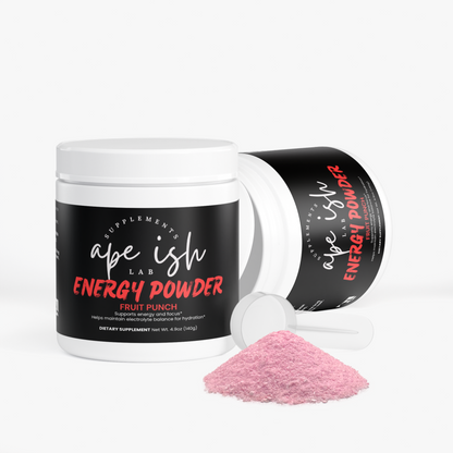 Apeish LAB Energy Powder – Energy, Focus & Endurance Support – Natural Caffeine, L-Theanine & Taurine – Fruit Punch – 3.52 oz