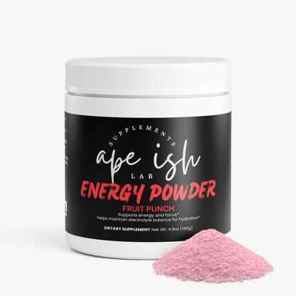 Apeish LAB Energy Powder – Energy, Focus & Endurance Support – Natural Caffeine, L-Theanine & Taurine – Fruit Punch – 3.52 oz