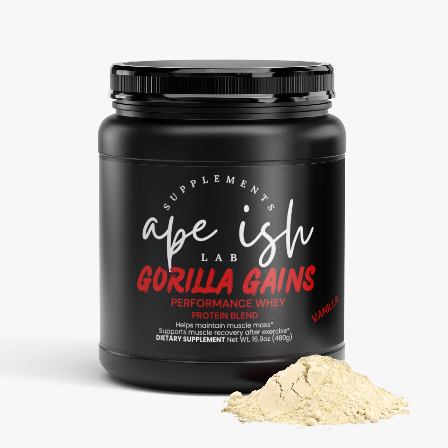 Apeish LAB Performance Whey Protein Blend – Muscle Growth & Recovery Support – Whey Isolate, Whey Concentrate & Fiber – Vanilla – 16.9 oz