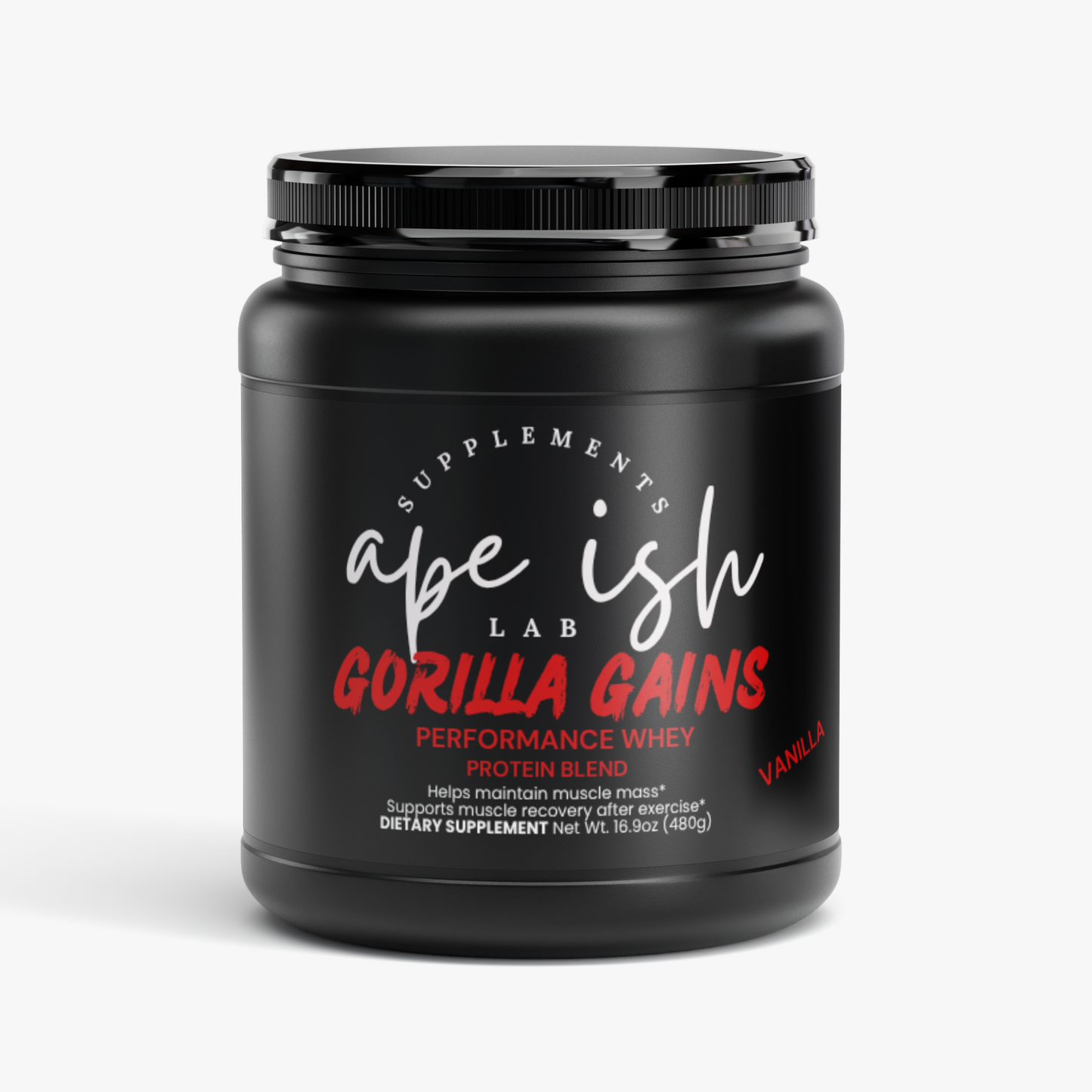 Apeish LAB Performance Whey Protein Blend – Muscle Growth & Recovery Support – Whey Isolate, Whey Concentrate & Fiber – Vanilla – 16.9 oz