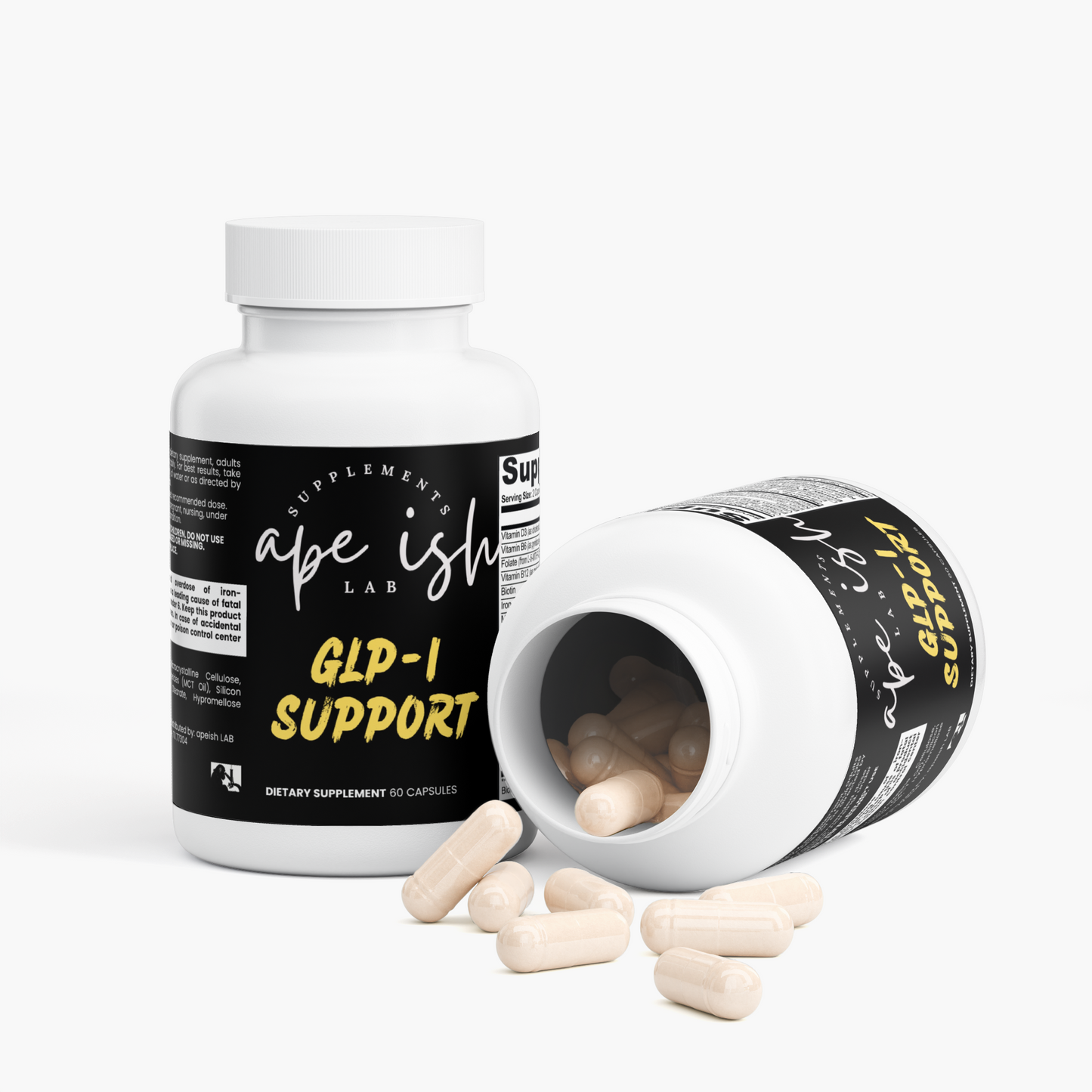 Apeish LAB GLP-1 Support – Digestive Health, Nutrient Absorption & Metabolism Support – Probiotics, Digestive Enzymes, Ginger & Magnesium – 60 Capsules