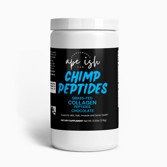 Apeish LAB Chimp Peptides Grass-Fed Collagen Powder – Chocolate Flavor – Collagen Types I & III for Skin, Joints & Daily Wellness – 378g