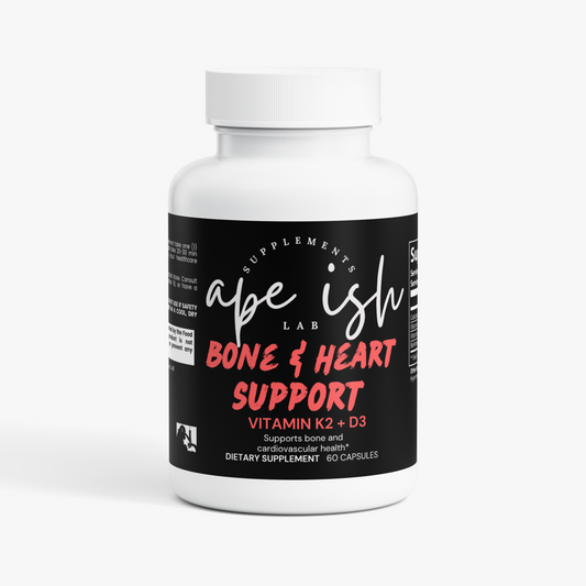 Apeish LAB Chimp Bone & Heart Support – Calcium + Vitamin D3 & K2 (MK-7) – Bone Strength & Cardiovascular Support – 60 Capsules