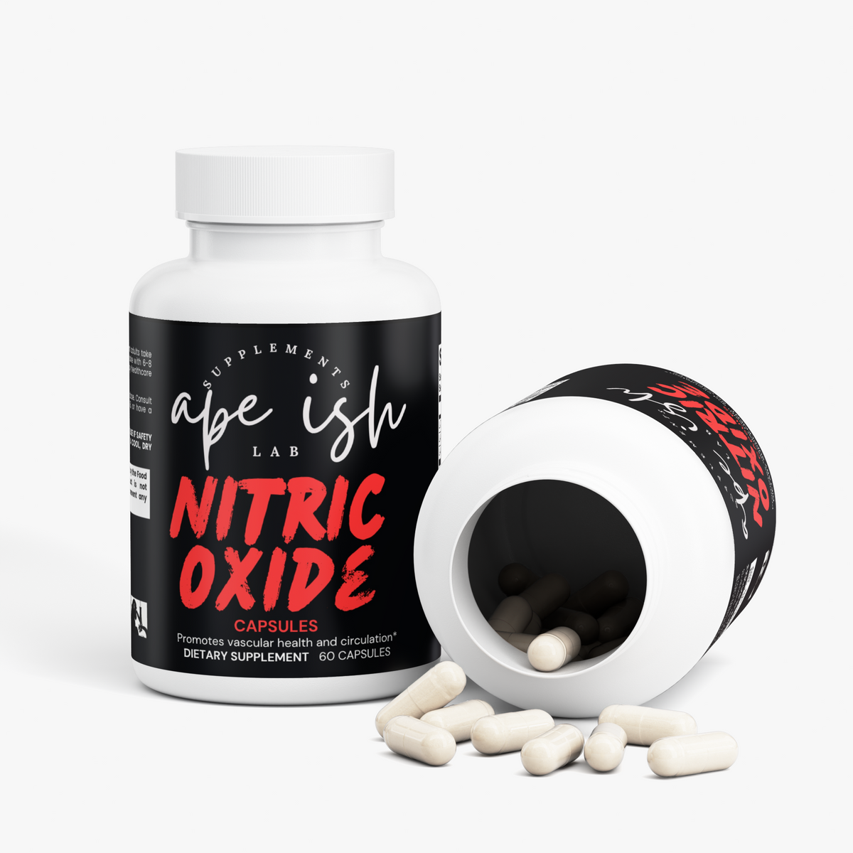 Apeish LAB Primal Nitric Oxide – L-Arginine & L-Citrulline Circulation and Workout Support – 60 Capsules