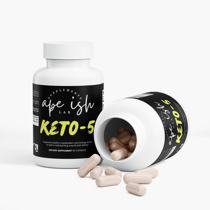 Apeish LAB Keto-5 – Ketosis & Fat Metabolism Support – Raspberry Ketone, Green Tea & Garcinia – 60 Capsules