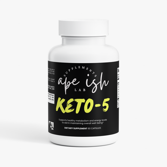Apeish LAB Keto-5 – Ketosis & Fat Metabolism Support – Raspberry Ketone, Green Tea & Garcinia – 60 Capsules