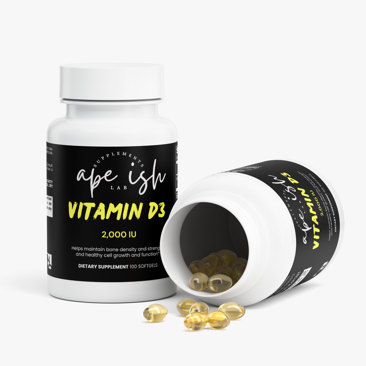 Apeish LAB Vitamin D3 2,000 IU – Bone, Immune & Muscle Support – Daily Wellness Supplement – 100 Softgels