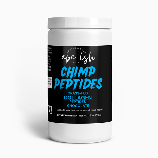 Apeish LAB Chimp Peptides Grass-Fed Collagen Powder – Chocolate Flavor – Collagen Types I & III for Skin, Joints & Daily Wellness – 378g