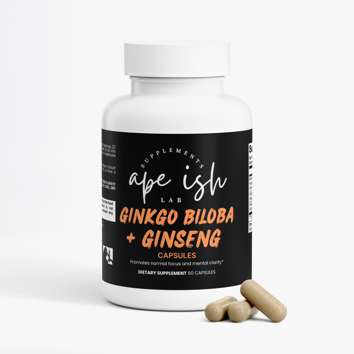 Apeish LAB Ginkgo Biloba + Ginseng – Brain Support, Focus & Natural Energy – 60 Capsules