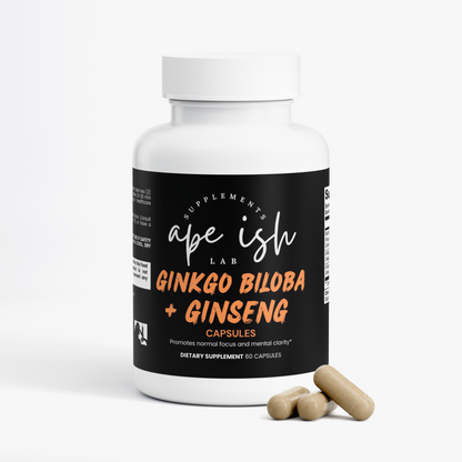 Apeish LAB Ginkgo Biloba + Ginseng – Brain Support, Focus & Natural Energy – 60 Capsules