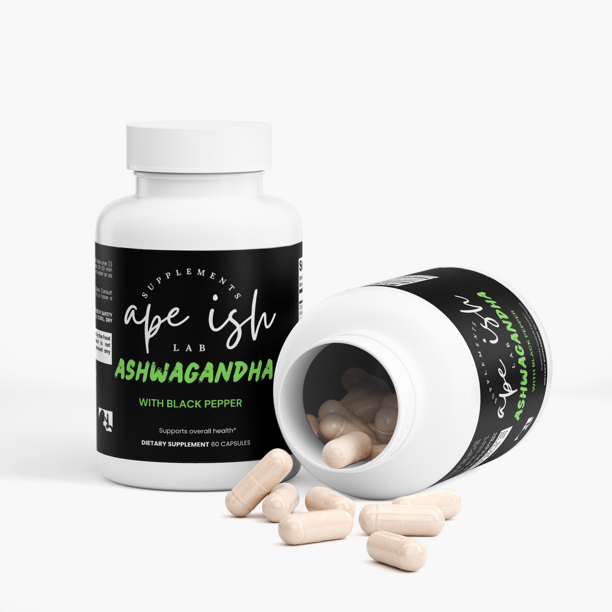 Apeish LAB Ashwagandha – Stress Support & Mood Balance – Adaptogen for Calm, Focus & Recovery – 60 Capsules