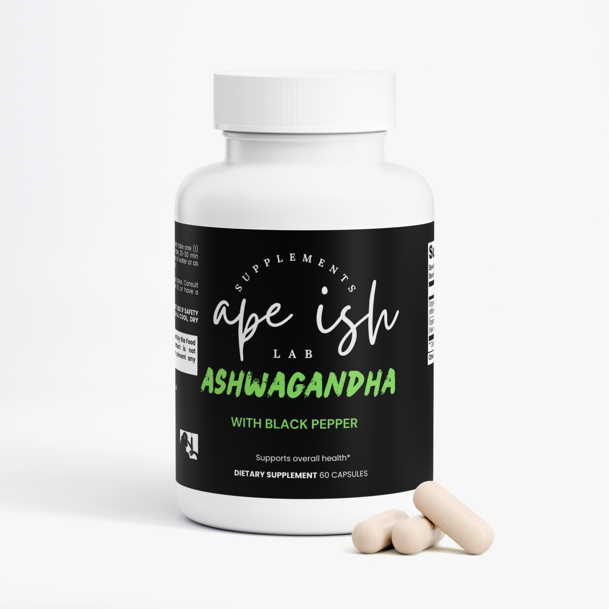 Apeish LAB Ashwagandha – Stress Support & Mood Balance – Adaptogen for Calm, Focus & Recovery – 60 Capsules