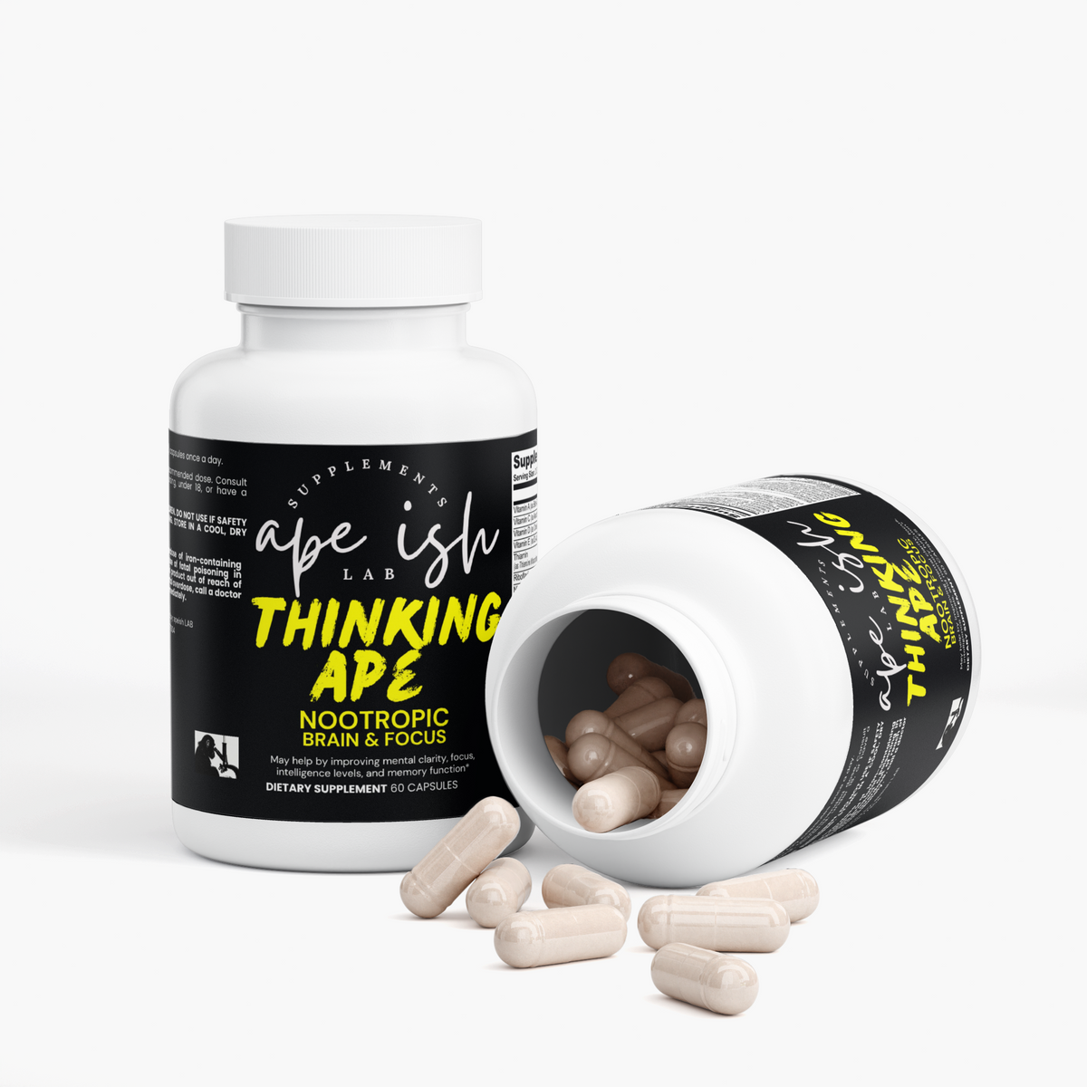 Apeish LAB Thinking Ape Nootropic – Brain, Focus & Mental Clarity Support – Cognitive Performance Formula – 60 Capsules