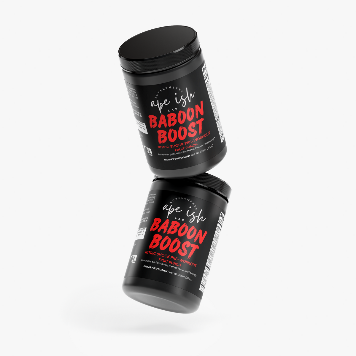 Apeish LAB Baboon Boost Nitric Shock – Pre-Workout Powder for Energy, Strength & Focus – Nitric Oxide & Performance Formula – Fruit Punch – 300g