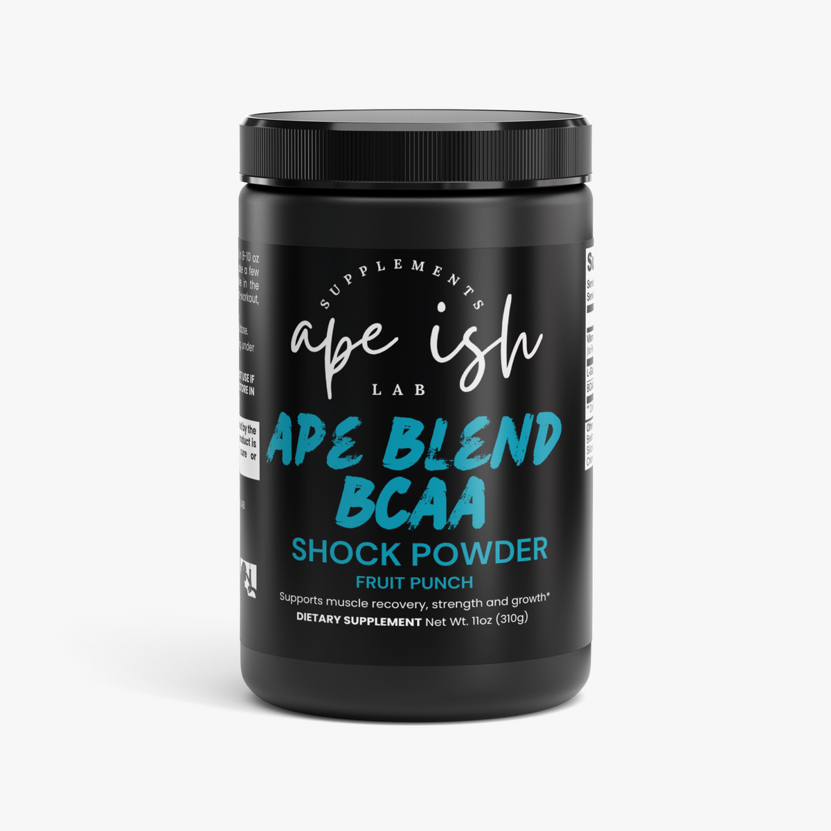 Apeish LAB Ape Blend BCAA Shock – 2:1:1 Amino Acids + Glutamine for Muscle Recovery & Performance – Fruit Punch Flavor – 292g