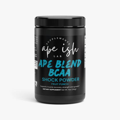 Apeish LAB Ape Blend BCAA Shock – 2:1:1 Amino Acids + Glutamine for Muscle Recovery & Performance – Fruit Punch Flavor – 292g