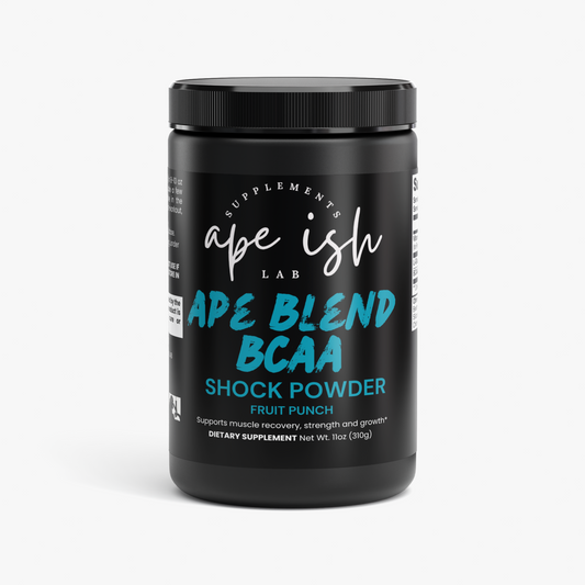 Apeish LAB Ape Blend BCAA Shock – 2:1:1 Amino Acids + Glutamine for Muscle Recovery & Performance – Fruit Punch Flavor – 292g