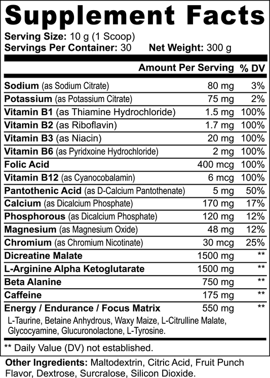 Baboom Boost - Nitric Shock Pre-Workout Powder (Fruit Punch)