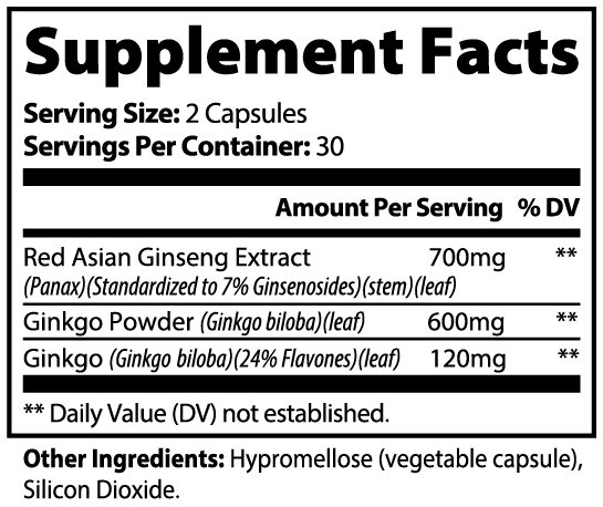 Apeish LAB Ginkgo Biloba + Ginseng – Brain Support, Focus & Natural Energy – 60 Capsules